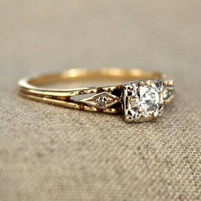 Anello d'Oro Fino con Zirconia Vintage