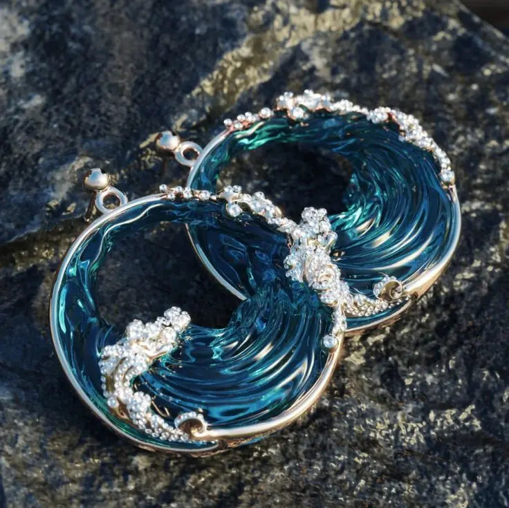 Orecchini vintage rotondi oceano