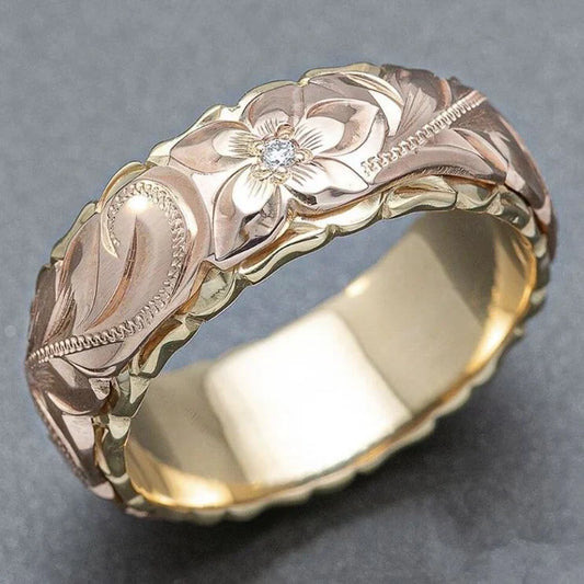 Anello vintage fiore rosa in oro