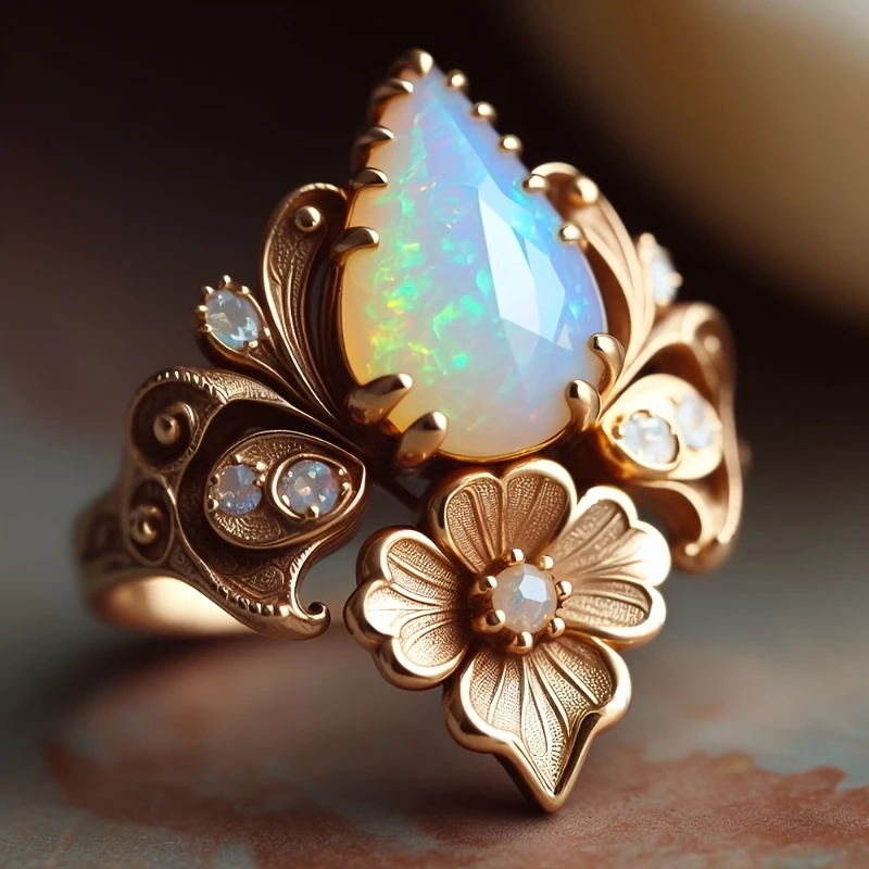 Anello esotico opale in oro