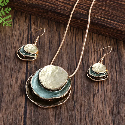 Set Gioielli Vintage con Pietre Stratificate (Collana & Orecchini)
