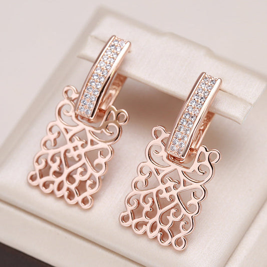 Eleganti orecchini placcati oro rosa 18 carati