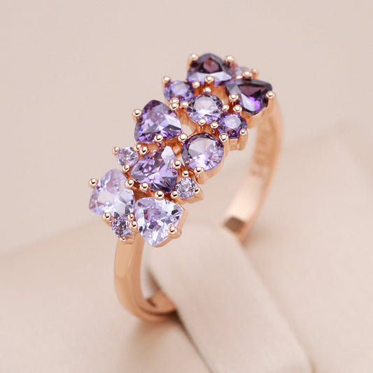Anello in oro rosa 18 carati con ametiste
