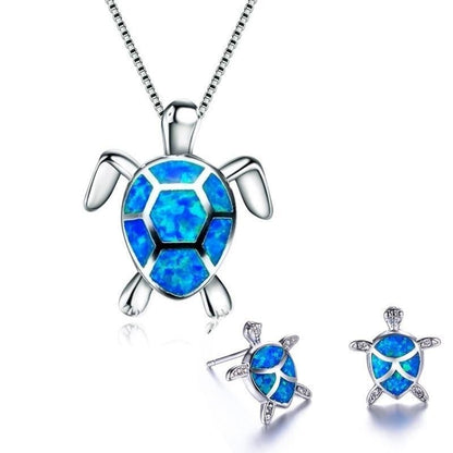 Set Collana + Orecchini Tartaruga Marina Opale e Argento
