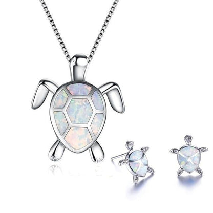 Set Collana + Orecchini Tartaruga Marina Opale e Argento