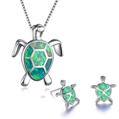 Set Collana + Orecchini Tartaruga Marina Opale e Argento