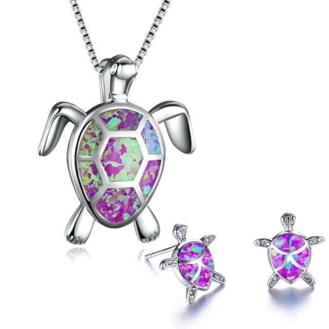Set Collana + Orecchini Tartaruga Marina Opale e Argento
