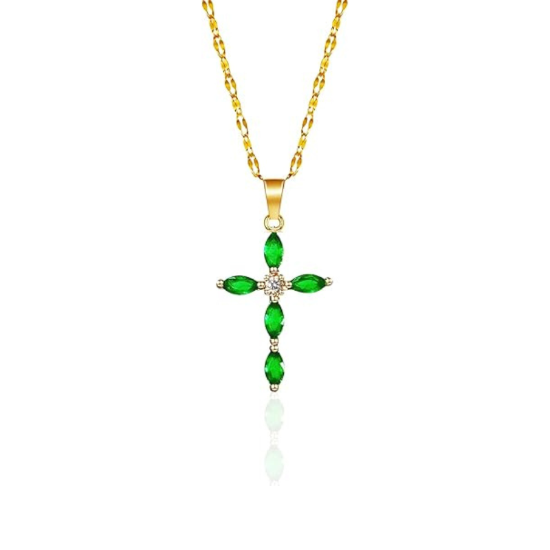 Collana croce smeraldo | Oro