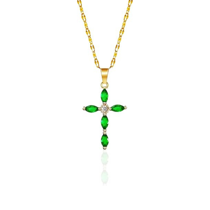 Collana croce smeraldo | Oro