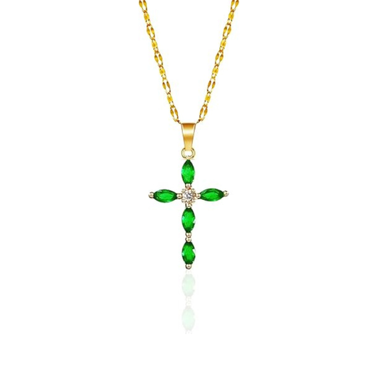 Collana croce smeraldo | Oro