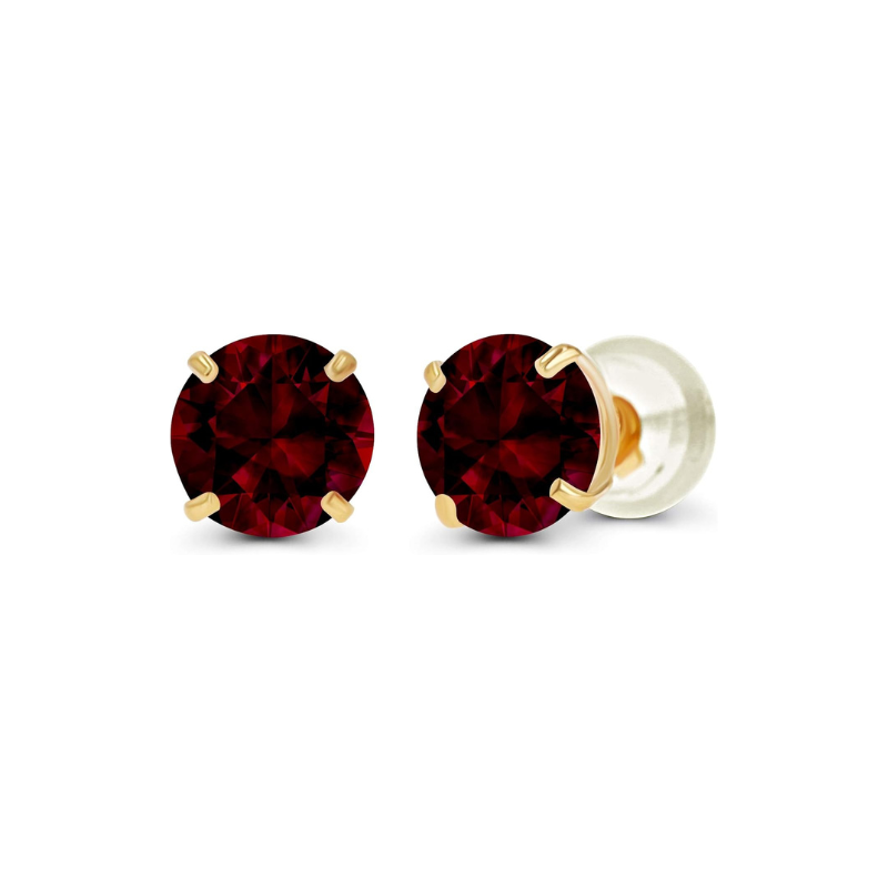 Orecchini stud tondi rubino | Oro