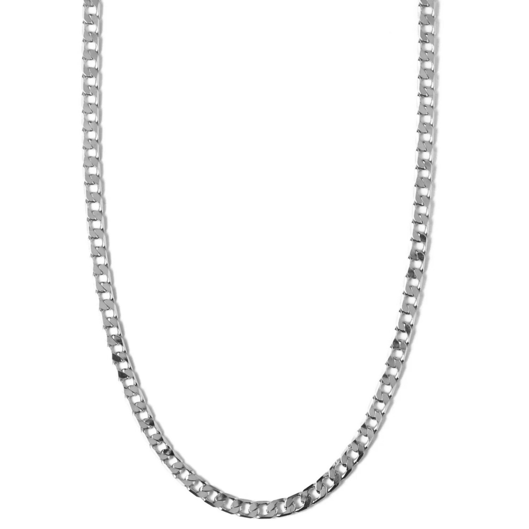 Collana catena piatta Curb | Oro bianco